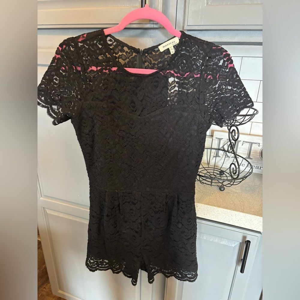 Black Lace Women Romper by Monteau, NWT